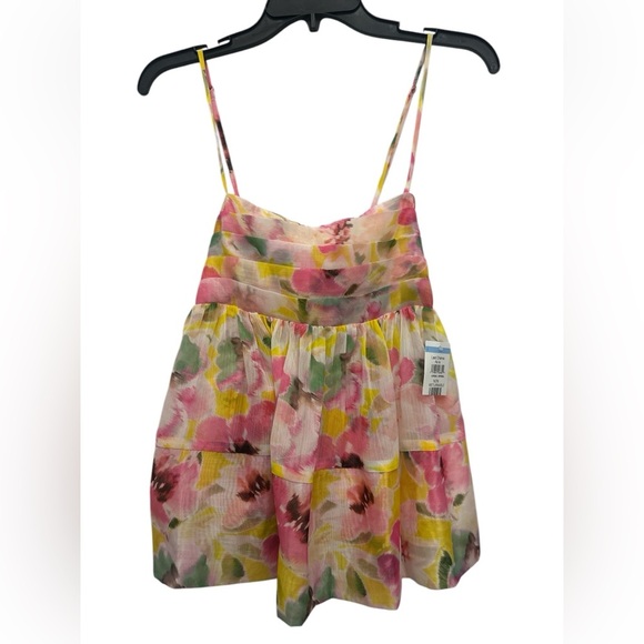 Misa Mariposa Chiffon Floral Babydoll Top Size Small Colorful NWT - Picture 3 of 10